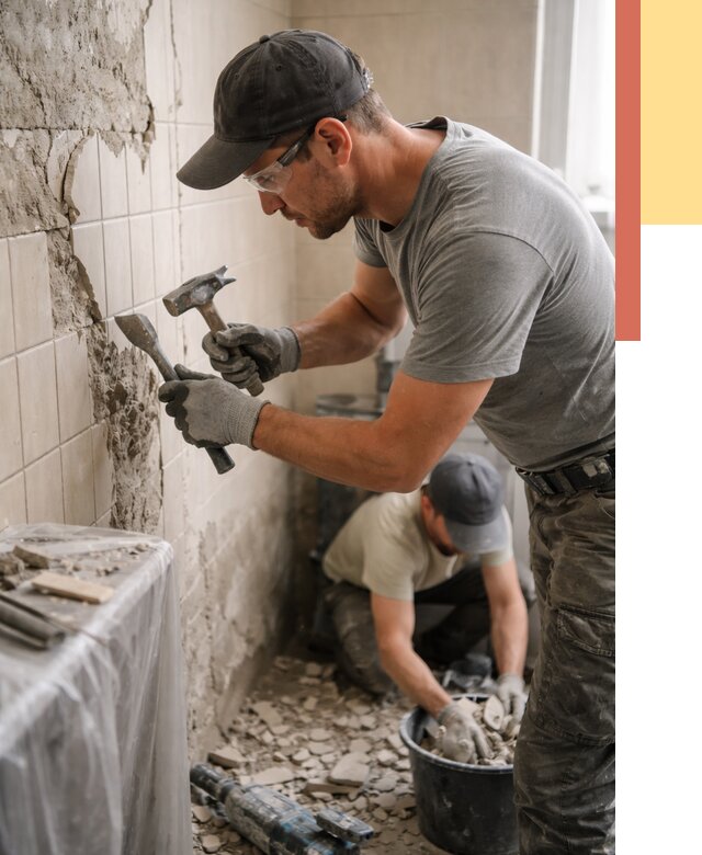 Демонтаж плитки со стен в Вольске от 861 руб. — быстро и недорого | ОТДЕЛОЧНИК-Вль