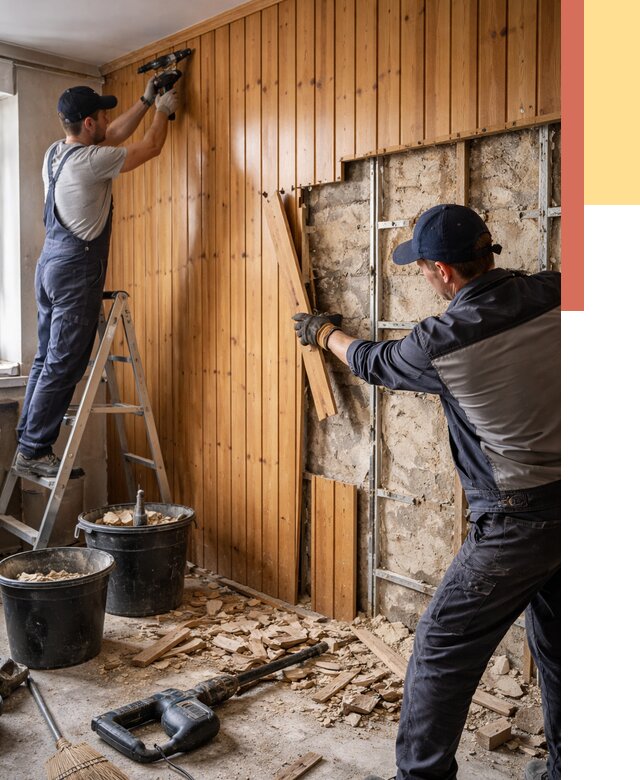 Демонтаж вагонки со стен в Вольске от 1468 руб. — снятие, удаление, срочно | ОТДЕЛОЧНИК-Вль