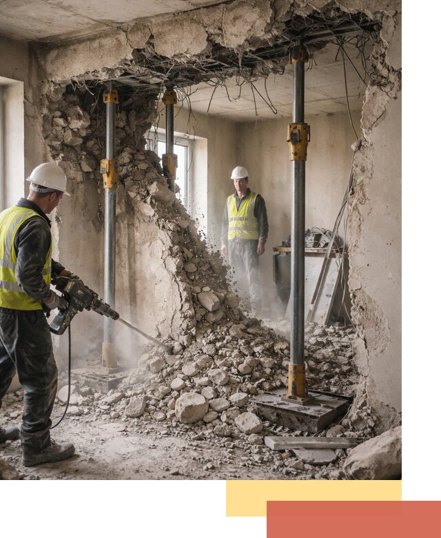 Снос несущих стен в Вольске с гарантией безопасности и качества