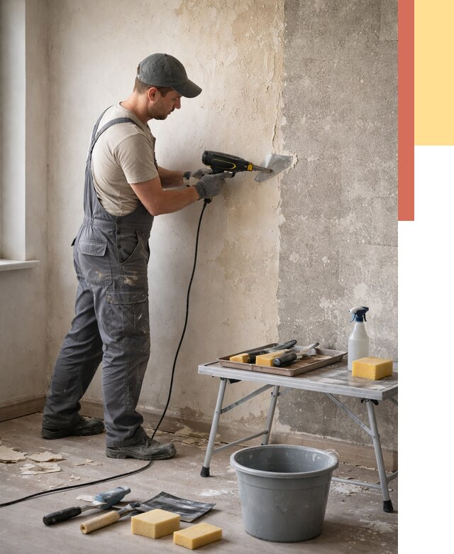 Очистка стен от клея в Вольске от 1873 руб. — снятие и удаление клея со стен | ОТДЕЛОЧНИК-Вль