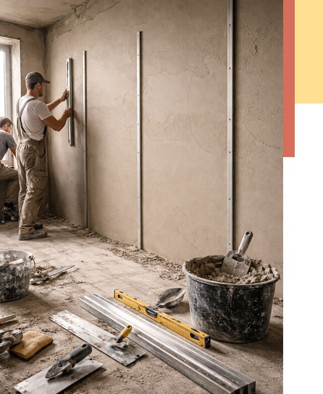 Штукатурка стен по маякам в Вольске от 5570 руб./м² — выравнивание под ключ | ОТДЕЛОЧНИК-Вль