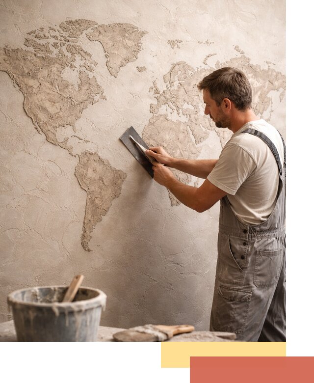 Декоративная штукатурка «Карта мира» под ключ в Вольске