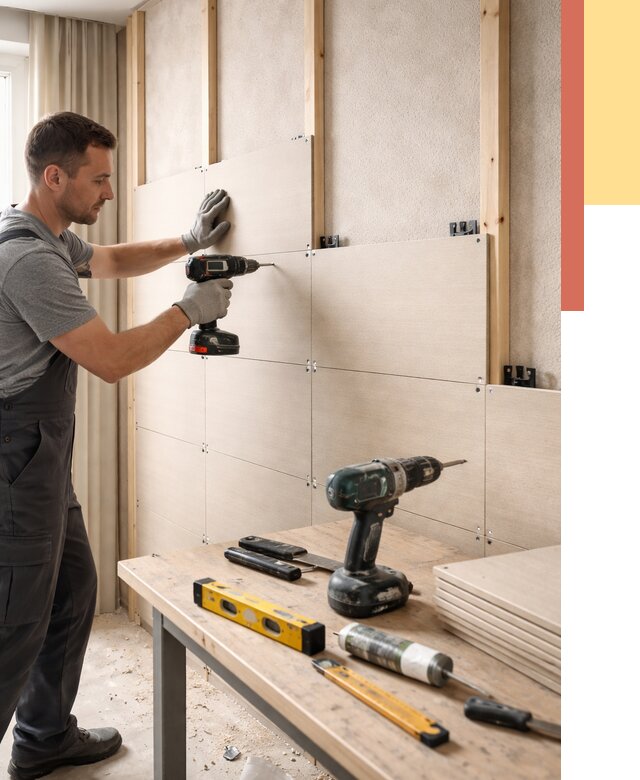 Монтаж МДФ панелей на стены в Вольске от 1266 руб. под ключ | ОТДЕЛОЧНИК-Вль