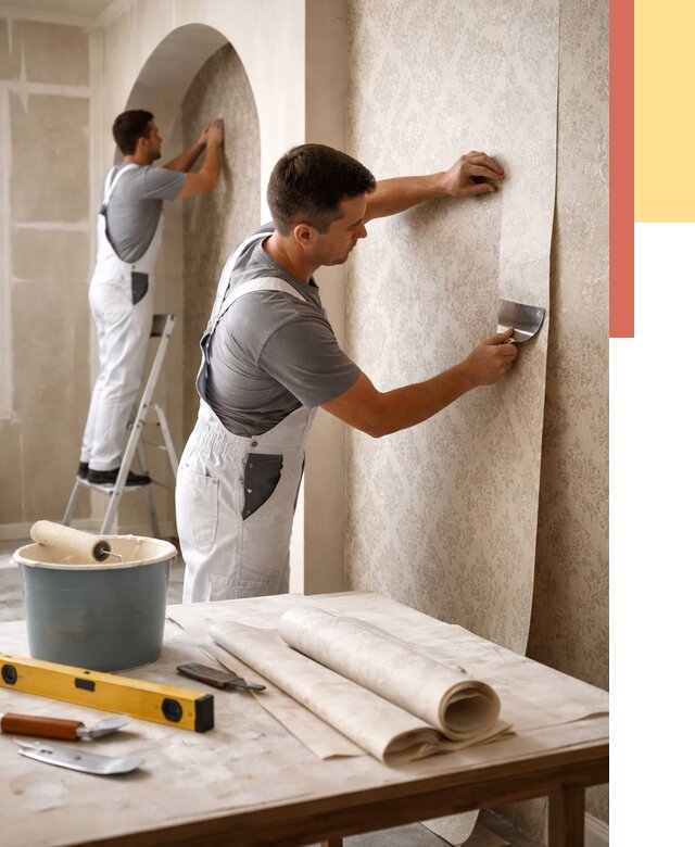 Поклейка обоев на сложные стены в Вольске от 2836 руб. под ключ | ОТДЕЛОЧНИК-Вль