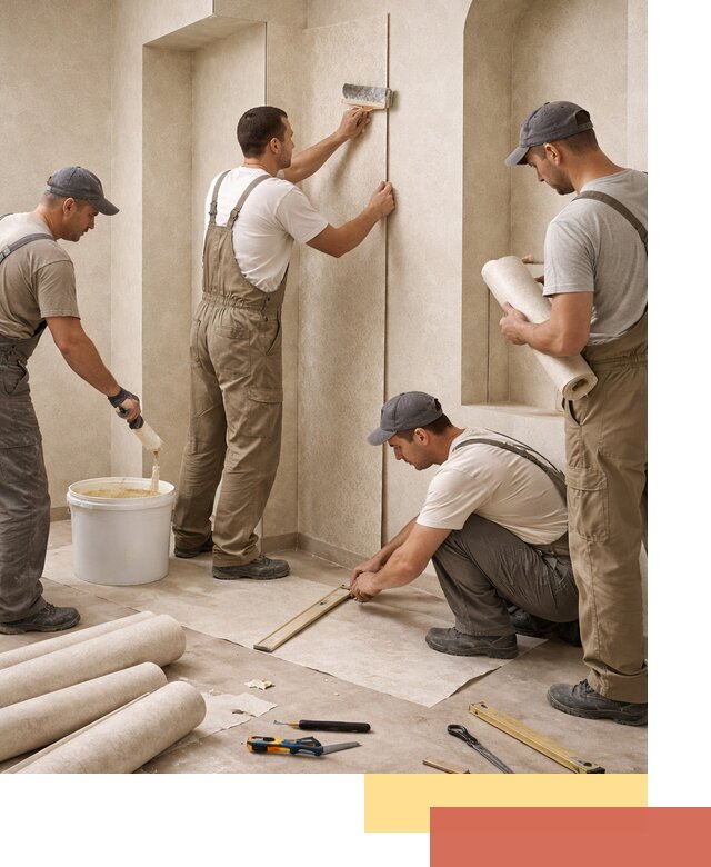 Поклейка обоев на сложные стены и неровные поверхности в Вольске