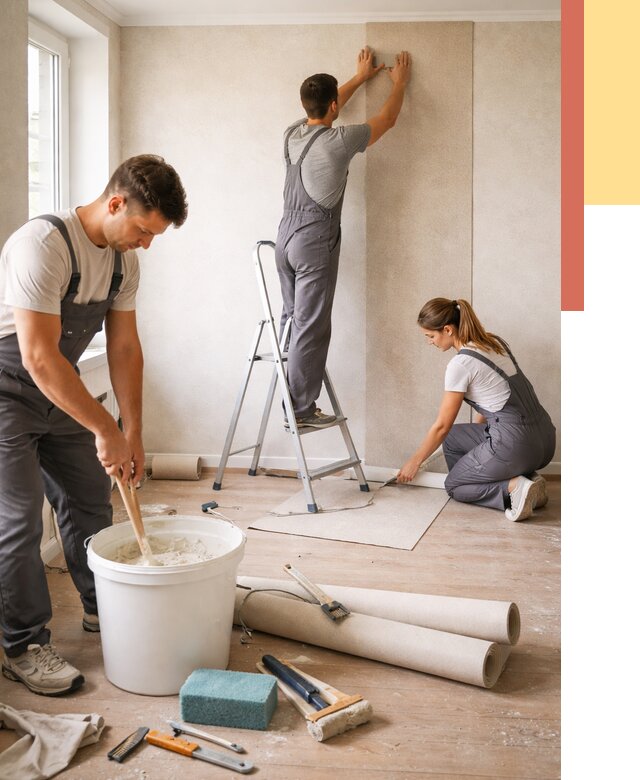 Оклейка стен обоями в Вольске от 3544 руб/м2 — быстро и недорого | ОТДЕЛОЧНИК-Вль