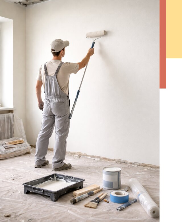 Покраска стен водоэмульсионной краской в Вольске от 456 руб. за м² | ОТДЕЛОЧНИК-Вль