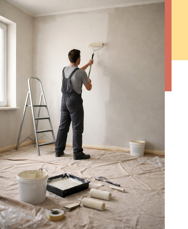 Покраска стен моющейся краской в Вольске от 354 руб./м² — быстро и недорого | ОТДЕЛОЧНИК-Вль