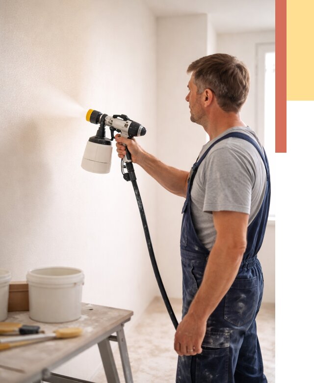 Покраска стен краскопультом в Вольске от 7595 руб. — механизированная покраска | ОТДЕЛОЧНИК-Вль