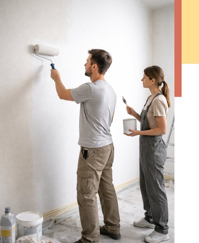 Окраска стен по стеклохолсту в Вольске от 4557 руб/м² под ключ | ОТДЕЛОЧНИК-Вль