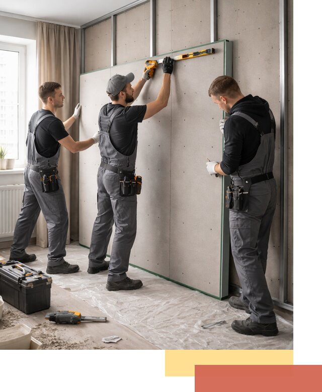 Шумоизоляция стен панелями ЗИПС в Вольске для жилых и коммерческих помещений