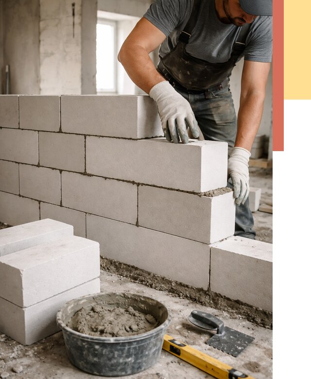 Кладка перегородок из силикатного блока в Вольске от 4051 руб. под ключ | ОТДЕЛОЧНИК-Вль