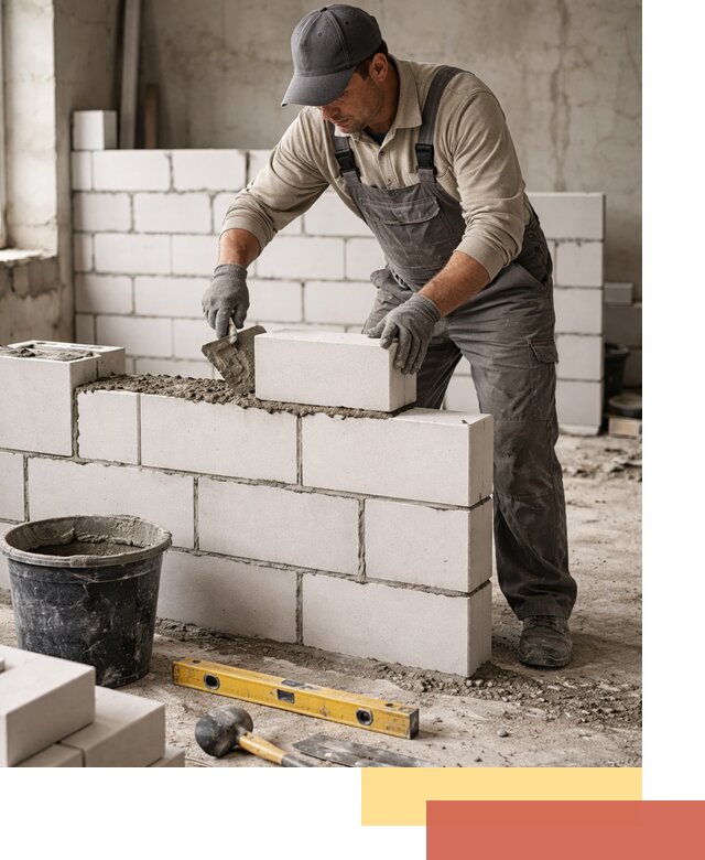 Кладка перегородок из силикатного блока в Вольске