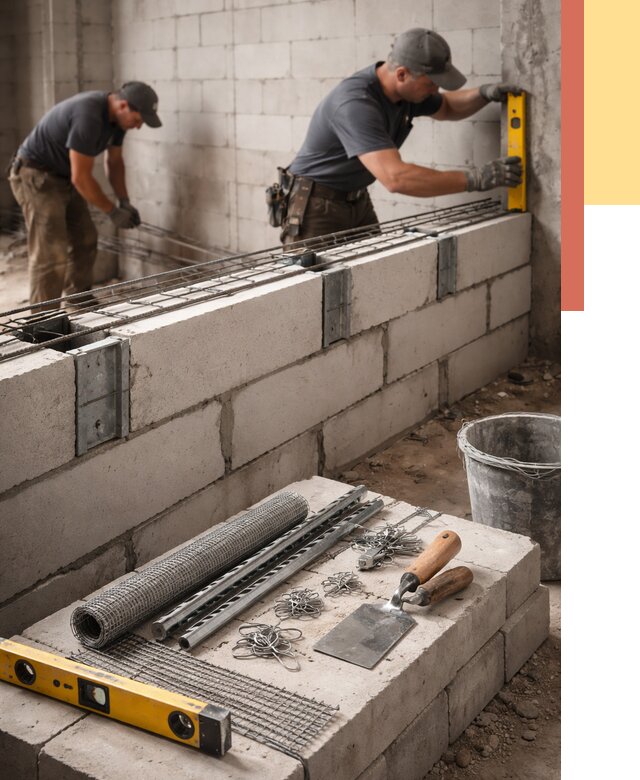 Армирование кладки перегородок в Вольске от 760 руб. под ключ | ОТДЕЛОЧНИК-Вль
