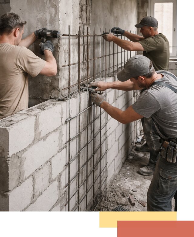 Армирование кладки перегородок в Вольске профессионально и надёжно