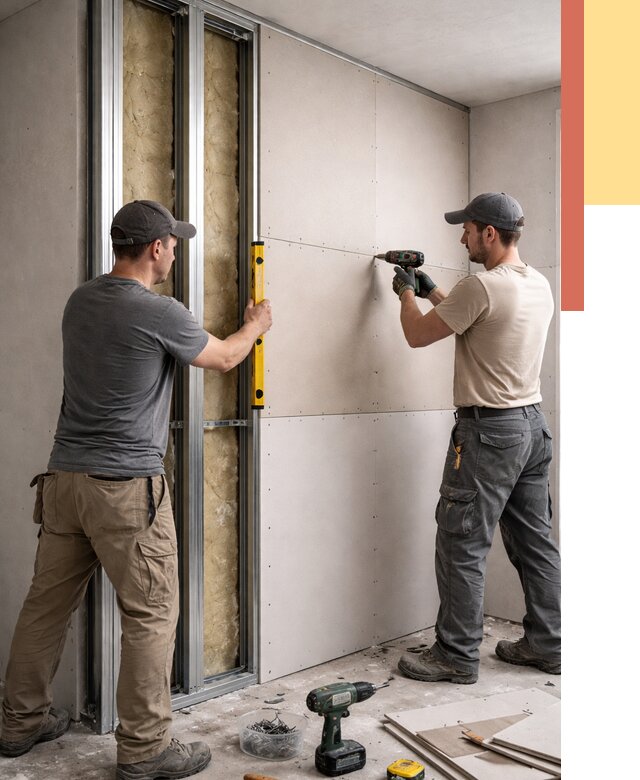 Монтаж двухслойной перегородки из гипсокартона в Вольске от 1468 руб. | ОТДЕЛОЧНИК-Вль