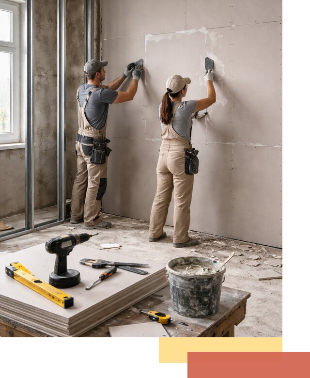 Монтаж двухслойной перегородки из гипсокартона в Вольске