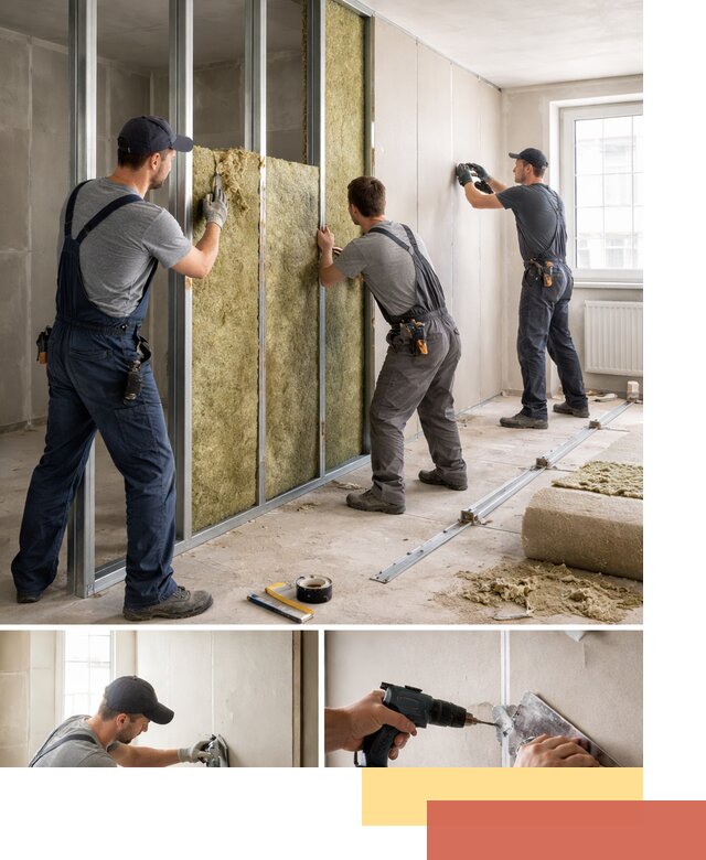 Перегородка из гипсокартона с шумоизоляцией в Вольске — монтаж под ключ