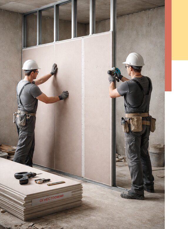 Перегородка из огнестойкого гипсокартона в Вольске от 1873 руб. под ключ | ОТДЕЛОЧНИК-Вль