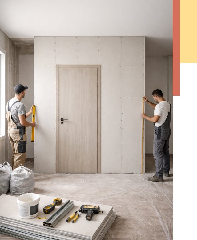 Перегородка из гипсокартона с дверью в Вольске от 4557 руб. под ключ | ОТДЕЛОЧНИК-Вль