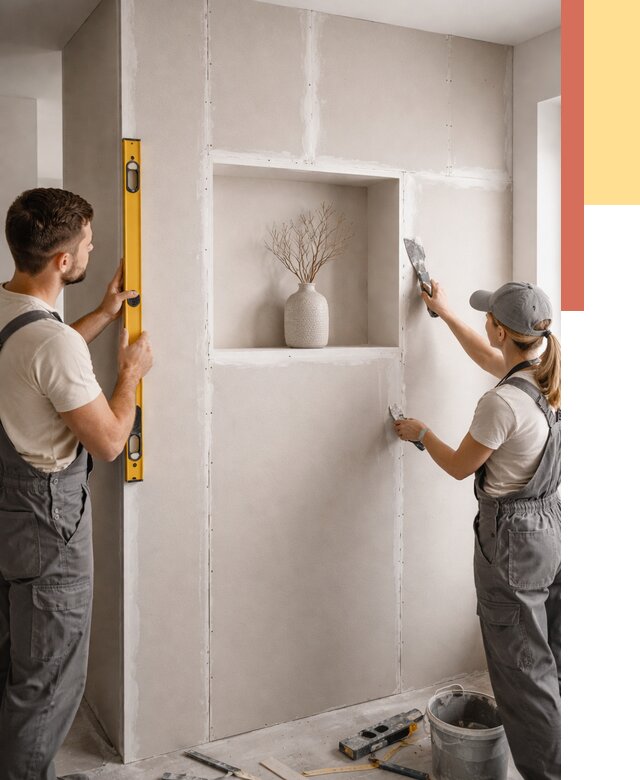 Перегородка из гипсокартона с нишей в Вольске от 3291 руб. под ключ | ОТДЕЛОЧНИК-Вль