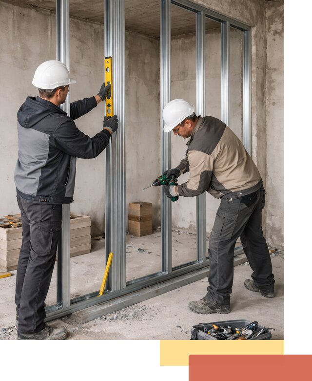 Монтаж каркаса перегородки из профиля в Вольске