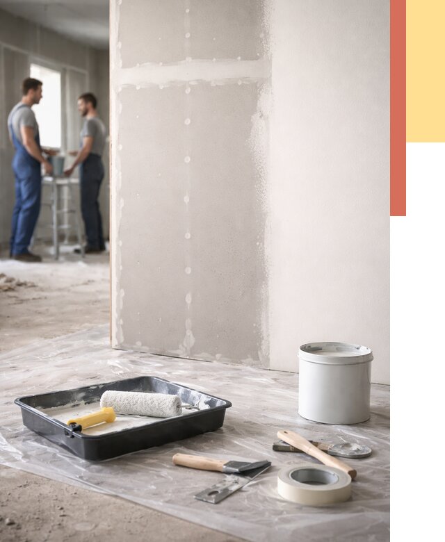 Покраска перегородок из гипсокартона в Вольске от 4557 руб. под ключ | ОТДЕЛОЧНИК-Вль