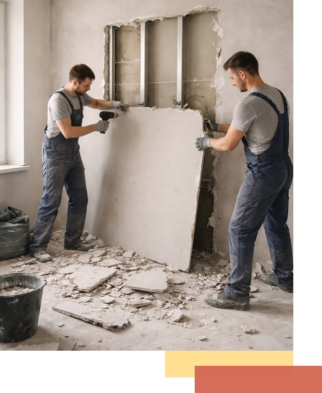 Демонтаж перегородки из гипсокартона в Вольске быстрый и аккуратный