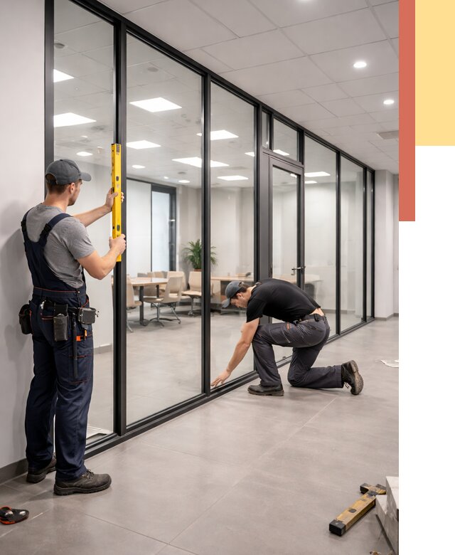 Каркасные стеклянные перегородки в Вольске под ключ от 9317 руб. | ОТДЕЛОЧНИК-Вль