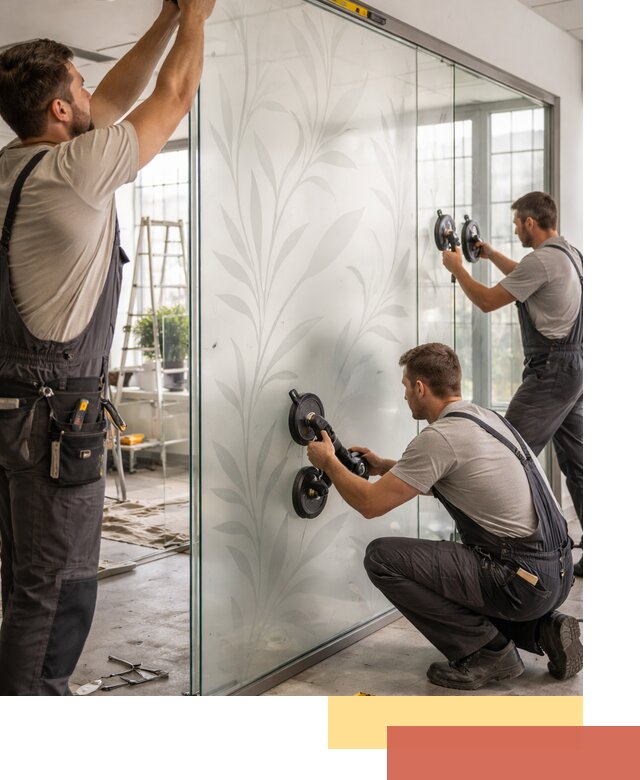 Стеклянные перегородки с рисунком на заказ в Вольске