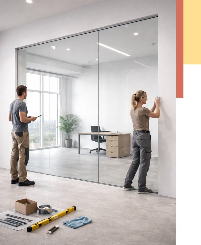 Перегородки из закаленного стекла в Вольске от 9621 руб. под ключ | ОТДЕЛОЧНИК-Вль