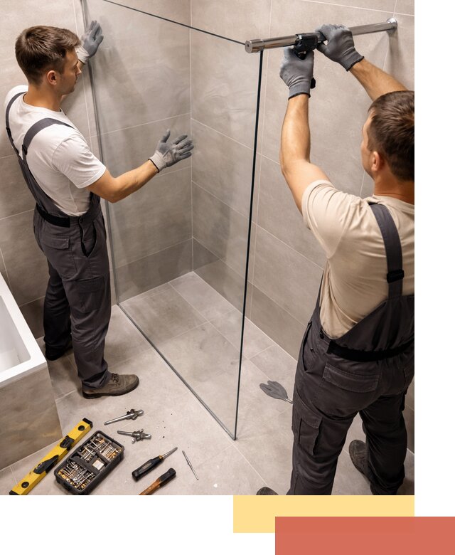 Стеклянные перегородки для душа в Вольске — изготовление и монтаж