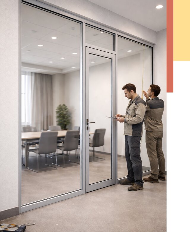 Установка и монтаж алюминиевых перегородок со стеклом в Вольске от 8304 руб. | ОТДЕЛОЧНИК-Вль