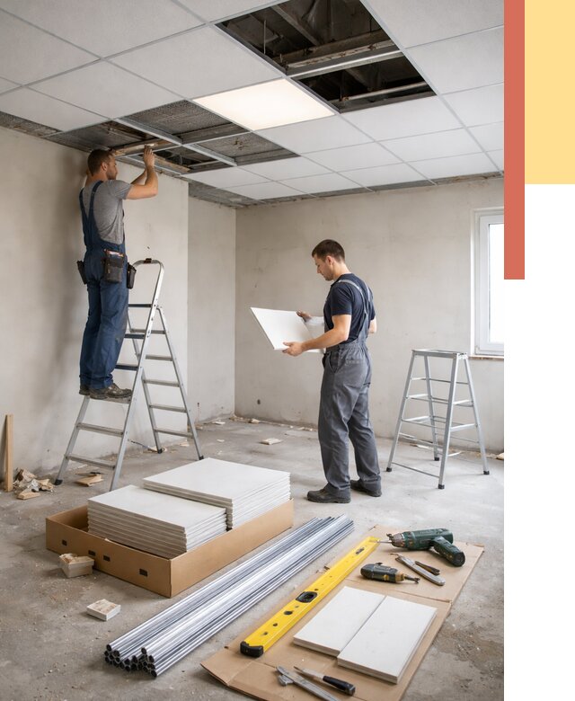 Монтаж потолка армстронг в Вольске от 4557 руб/м2 — быстрая установка под ключ | ОТДЕЛОЧНИК-Вль