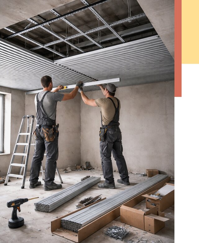 Монтаж реечного потолка в Вольске от 4557 руб. под ключ | ОТДЕЛОЧНИК-Вль