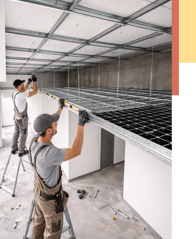 Монтаж потолка грильято в Вольске от 456 руб./м² — быстрая сборка под ключ | ОТДЕЛОЧНИК-Вль