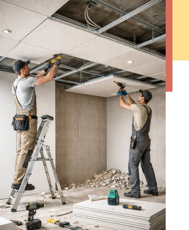 Монтаж акустического потолка в Вольске от 6583 руб/м2 — быстро и недорого | ОТДЕЛОЧНИК-Вль