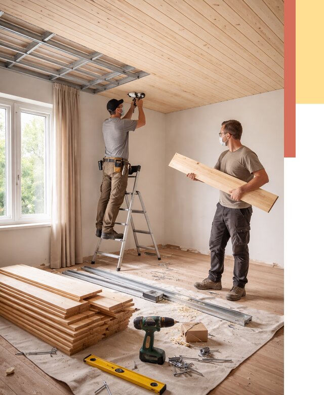 Монтаж потолка из вагонки в Вольске от 6583 руб. | Быстро и недорого — ОТДЕЛОЧНИК-Вль