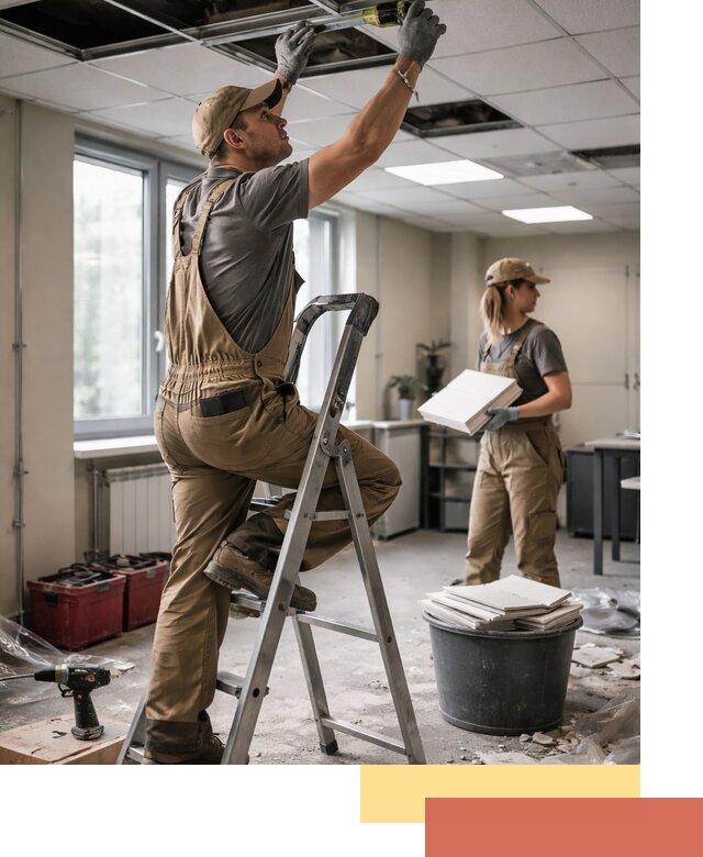 Ремонт потолка Армстронг и замена плит в Вольске