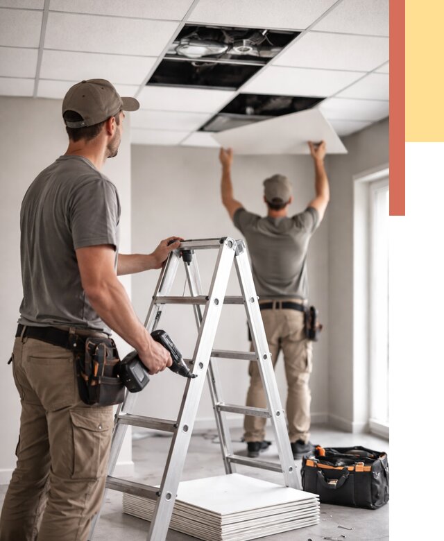 Обслуживание подвесного потолка в Вольске от 3544 руб. — быстро и недорого | ОТДЕЛОЧНИК-Вль