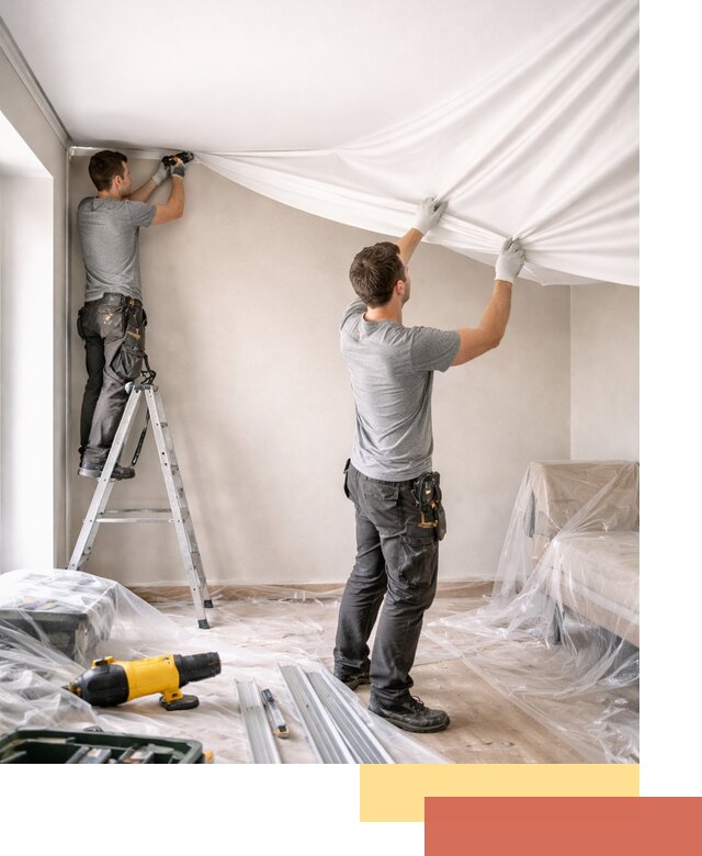 Монтаж тканевого натяжного потолка в Вольске недорого и быстро