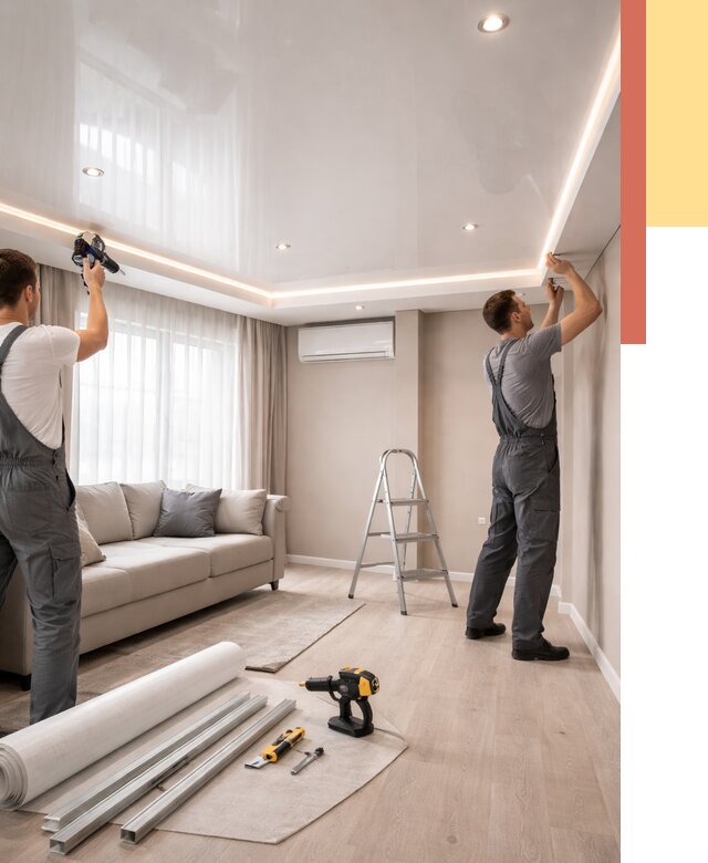 Монтаж глянцевого натяжного потолка в Вольске от 760 руб. под ключ | ОТДЕЛОЧНИК-Вль