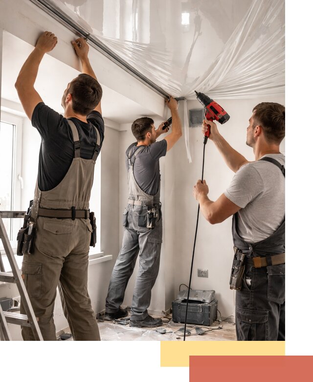 Монтаж глянцевого натяжного потолка в Вольске быстро и качественно