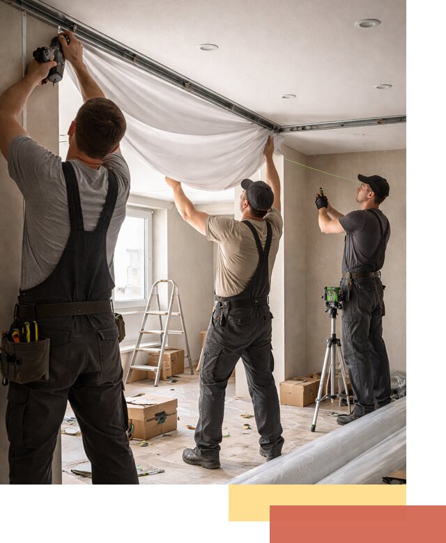 Монтаж парящего натяжного потолка под ключ в Вольске