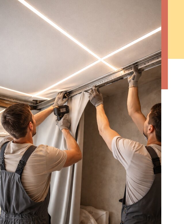 Монтаж натяжного потолка со световыми линиями в Вольске от 1215 руб. | ОТДЕЛОЧНИК-Вль