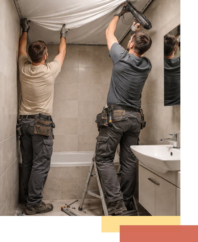 Монтаж натяжного потолка в ванной в Вольске быстро и качественно