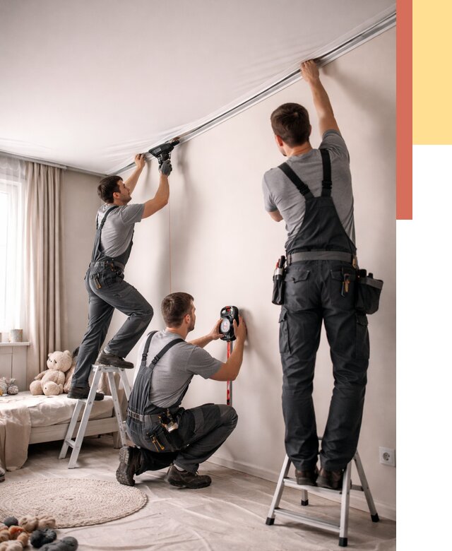 Монтаж натяжного потолка в детской в Вольске от 3544 руб. — быстро и недорого | ОТДЕЛОЧНИК-Вль