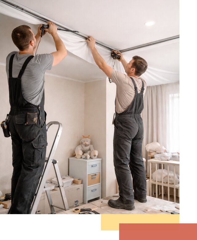 Монтаж натяжного потолка в детской комнате в Вольске