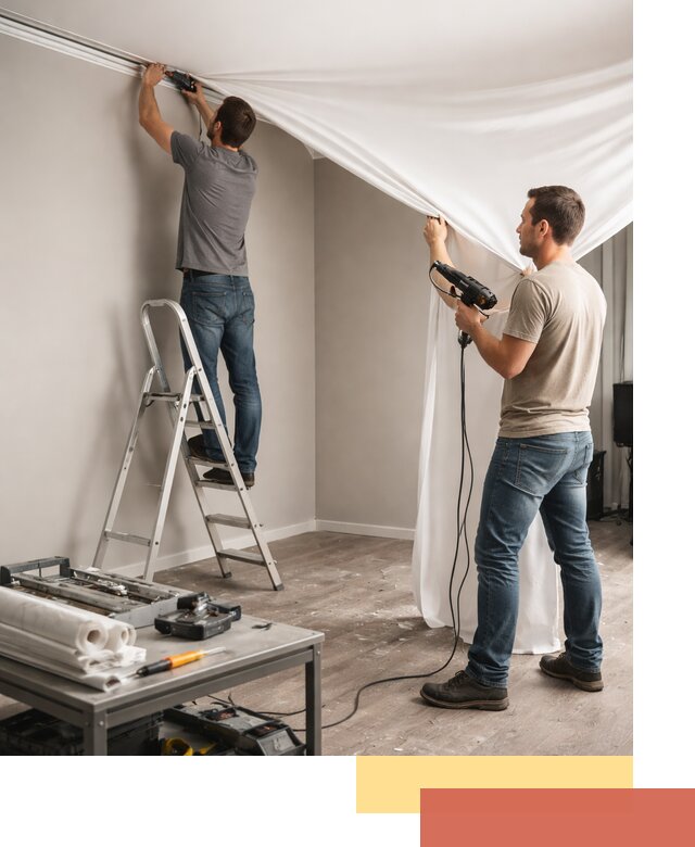 Монтаж натяжного потолка в студии в Вольске