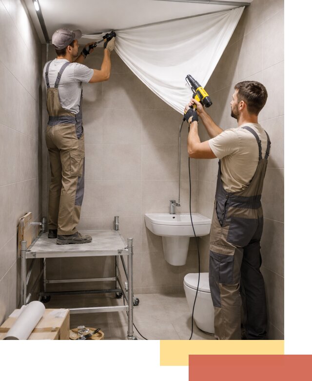 Монтаж натяжного потолка в санузле в Вольске